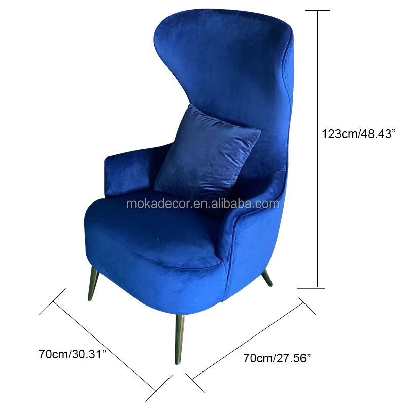 Lounge leisure chair living room furniture high back velvet channel tufted wing back chair armchair fabric accent chairs