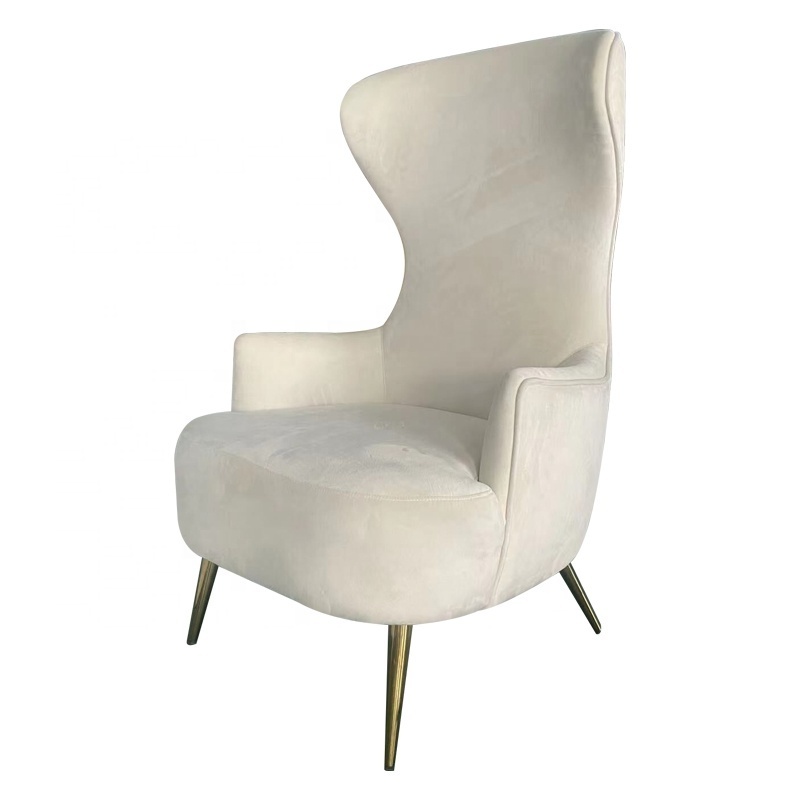 Lounge leisure chair living room furniture high back velvet channel tufted wing back chair armchair fabric accent chairs