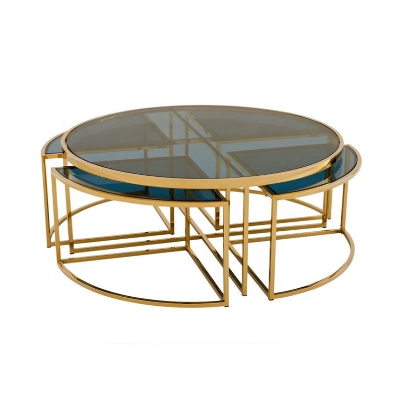 Factory Sale Various steel base 1+4 coffee table with ethiopian coffee table set