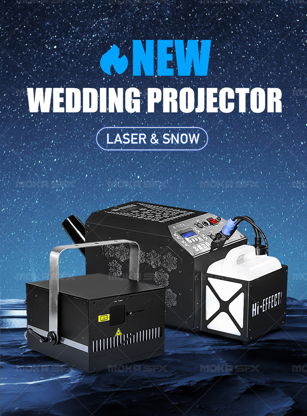 Moka sfx 2w 3w 6w 10w led rgb animation wedding laser show beam disco stage dj laser lights with snow machine wedding projector