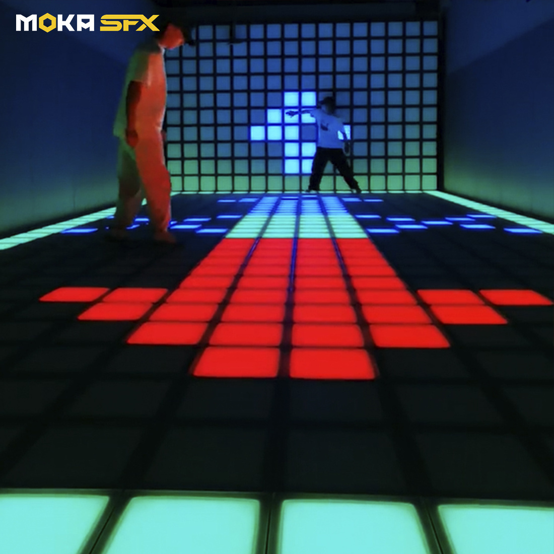 NEW! Moka sfx waterproof active game led floor interactive rgb led floor game 30*30cm led dance floor for game room