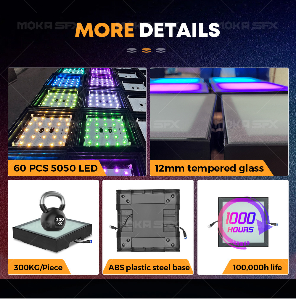 NEW! Moka sfx waterproof active game led floor interactive rgb led floor game 30*30cm led dance floor for game room