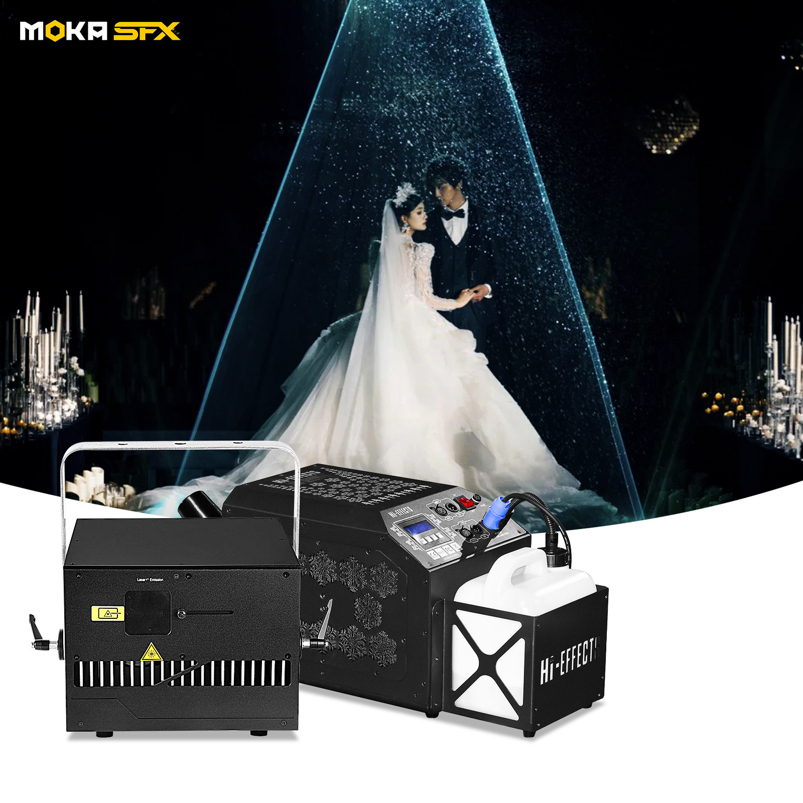 Moka sfx 2w 3w 6w 10w led rgb animation wedding laser show beam disco stage dj laser lights with snow machine wedding projector