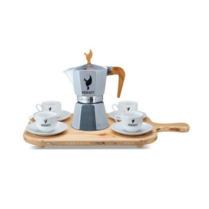 Made in Italy Kitchen Custom Wooden Cutting Board Elegant Design Stable Base (Cups and Moka not included)