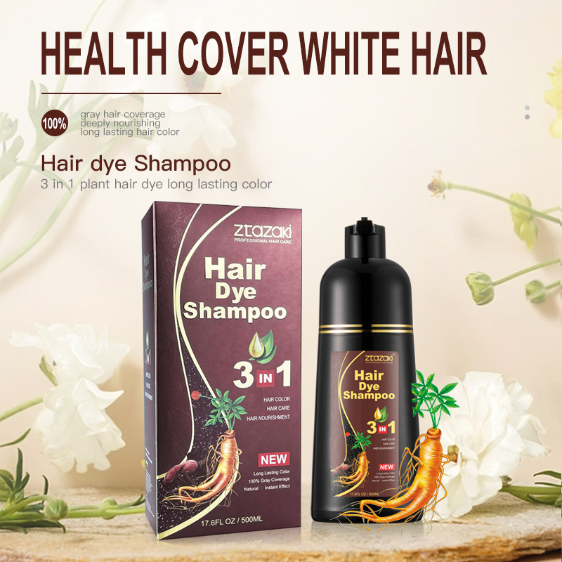 OEM Wholesale manufacturer Ginseng 3 in 1 herbal ginger ammonia free no ppd magic permanent fast black dye hair color shampoo