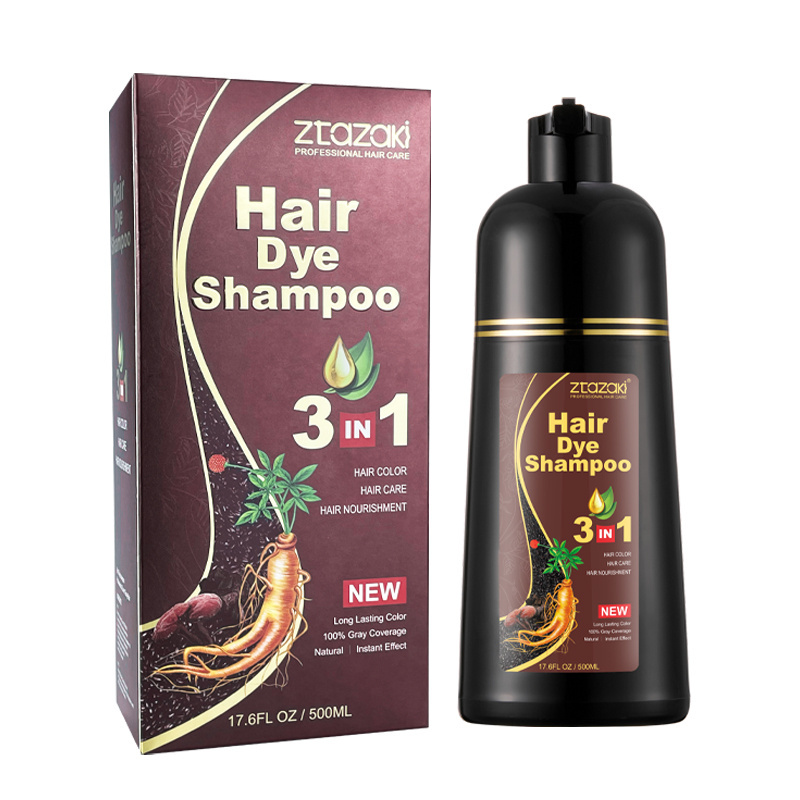 OEM Wholesale manufacturer Ginseng 3 in 1 herbal ginger ammonia free no ppd magic permanent fast black dye hair color shampoo