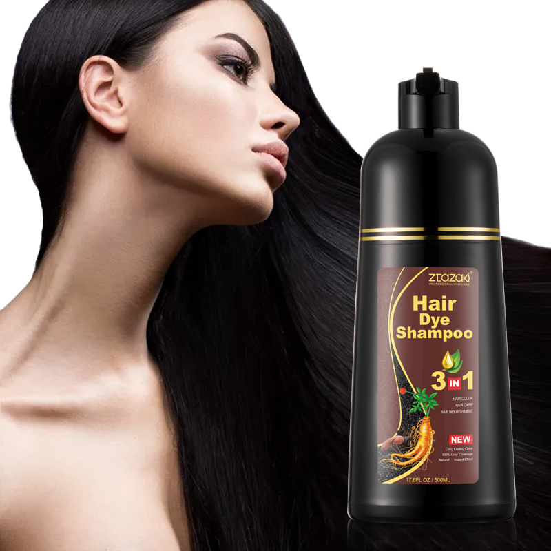 OEM Wholesale manufacturer Ginseng 3 in 1 herbal ginger ammonia free no ppd magic permanent fast black dye hair color shampoo