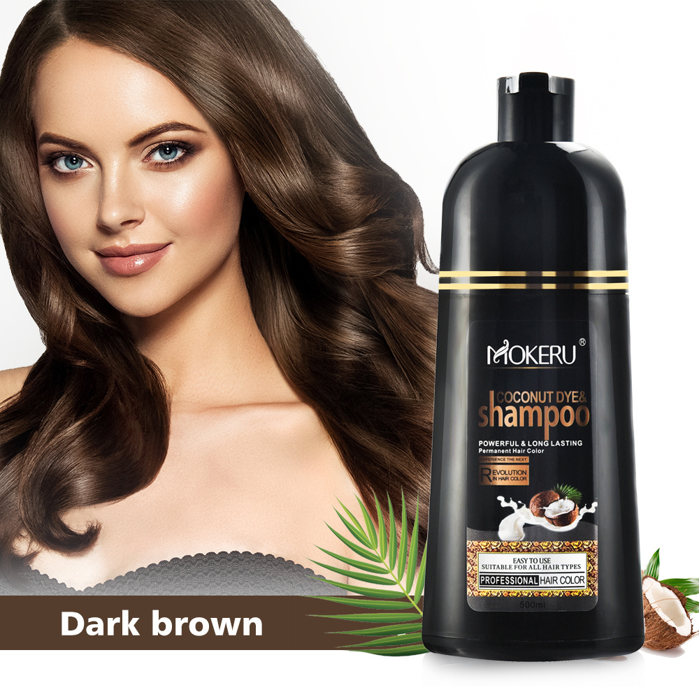 Wholesale Mokeru Natural 3 in 1 Black Herbish Hair Color Shampoo Golden Brown Hair Dye Shampoo For Covering White Hair