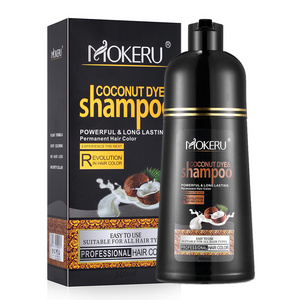 Wholesale Mokeru Natural 3 in 1 Black Herbish Hair Color Shampoo Golden Brown Hair Dye Shampoo For Covering White Hair