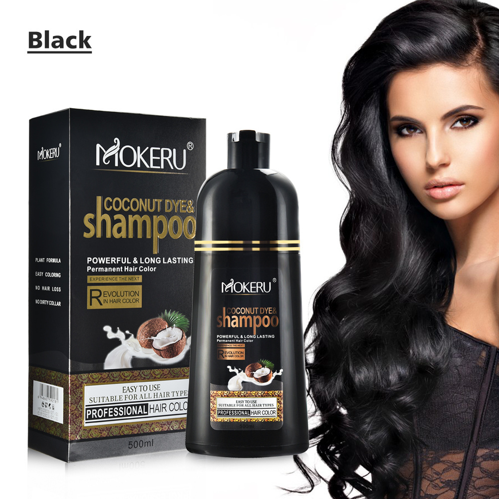 Wholesale Mokeru Natural 3 in 1 Black Herbish Hair Color Shampoo Golden Brown Hair Dye Shampoo For Covering White Hair