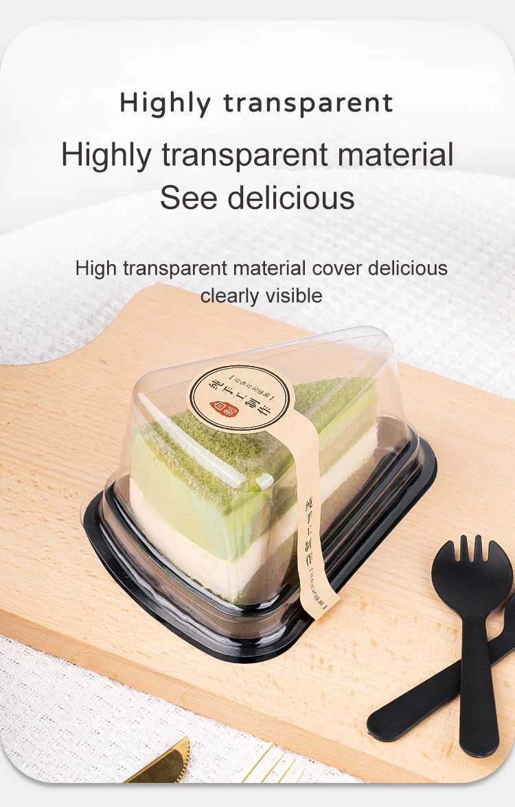 custom large clear plastic cake boxes slice tiramisu desert gift packaging box for mini cakes triangle container disposable