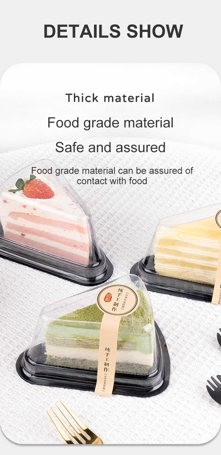 custom large clear plastic cake boxes slice tiramisu desert gift packaging box for mini cakes triangle container disposable