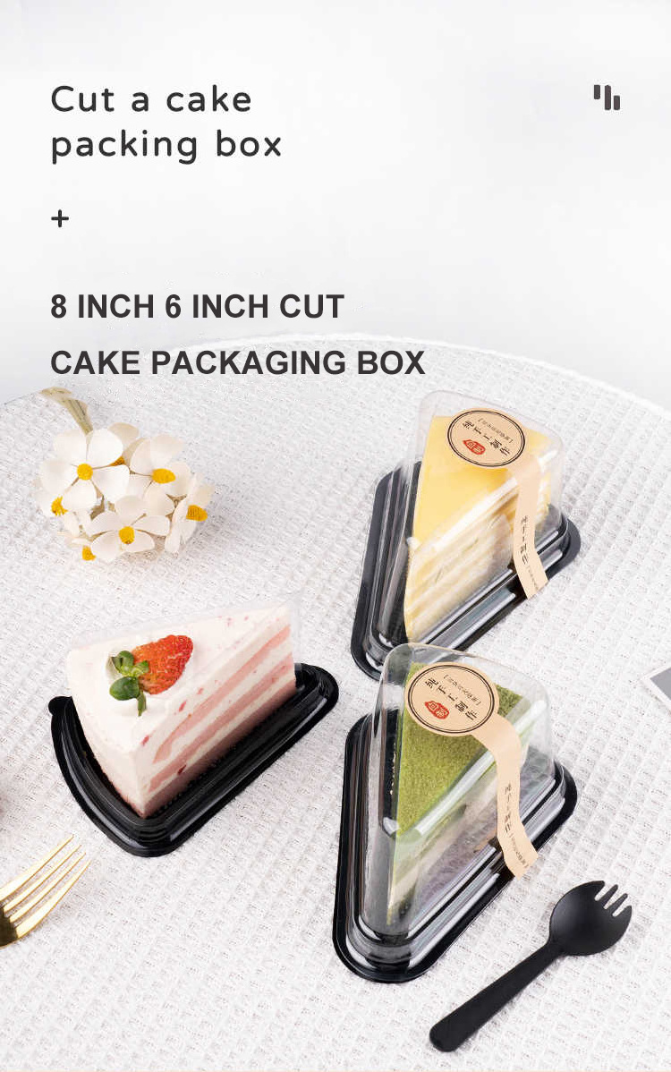 custom large clear plastic cake boxes slice tiramisu desert gift packaging box for mini cakes triangle container disposable