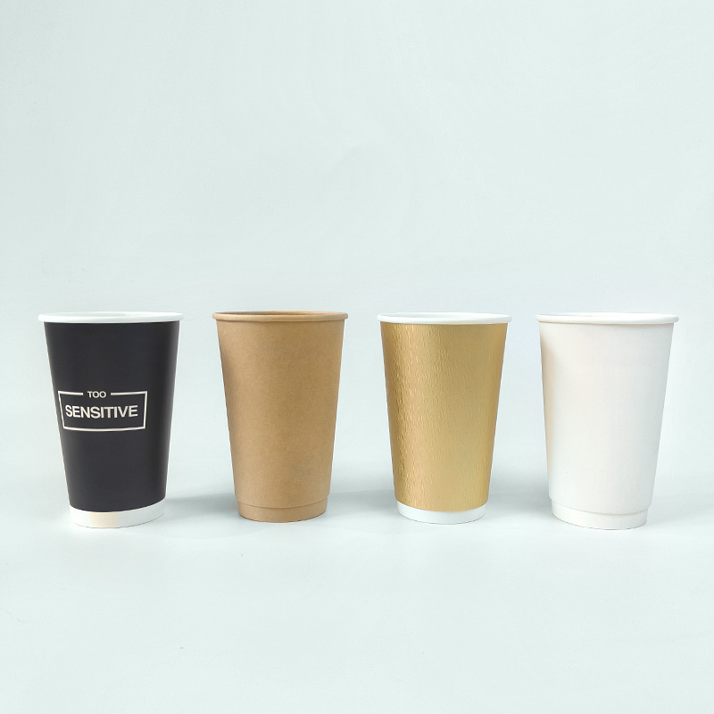 Customized logo printed coffee cups takeaway 7oz 8oz 16oz 22oz single wall paper cup packaging disposable paper cup