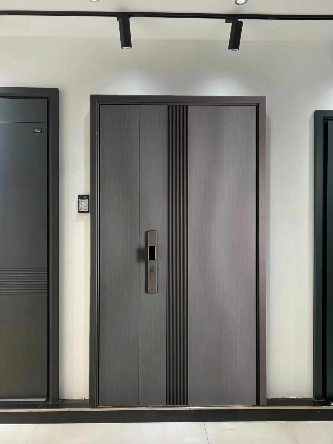 Wholesale Price  Customized  Security Door Black Aluminum Alloy Entrance Metal One and Half Front Door For Villa