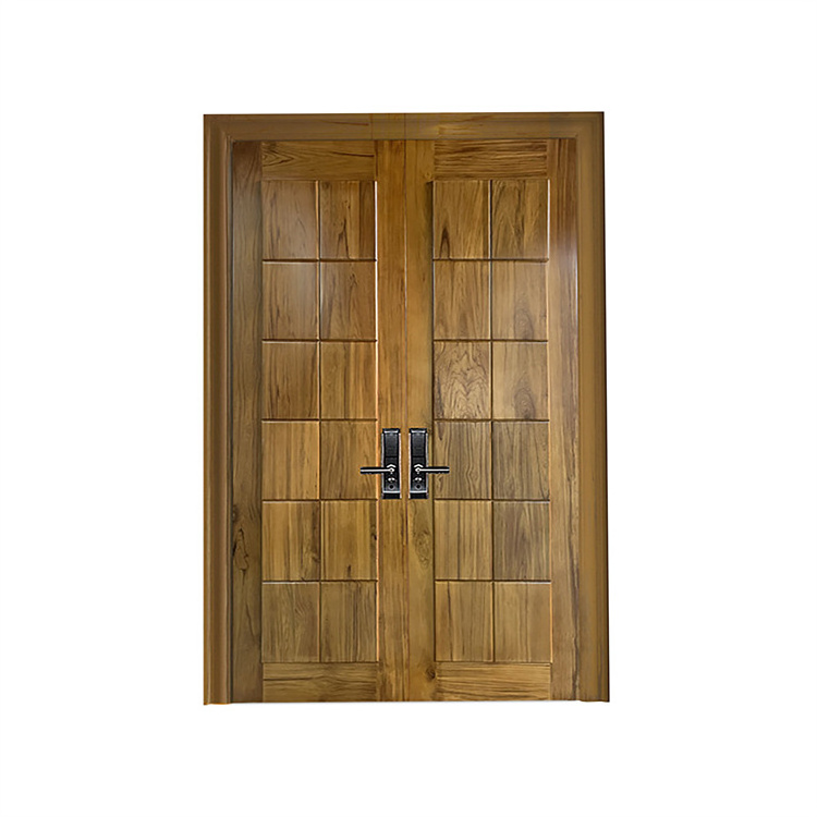 High Quality Modern Villa Exterior Front Entrance Design Entry Double Leaf Wooden Doors for Houses