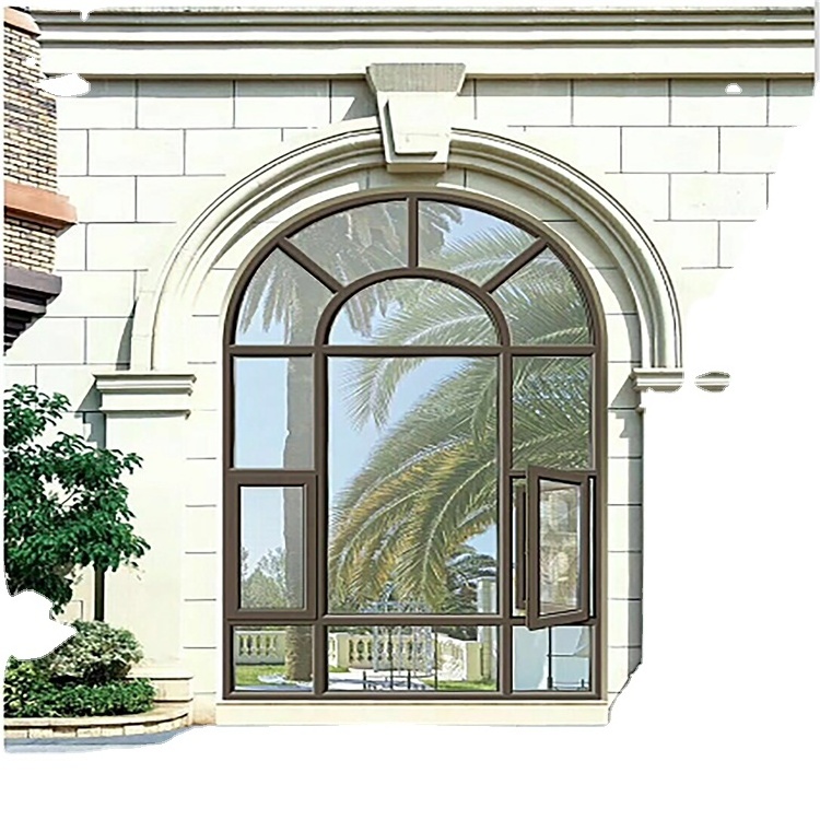 China factory price double glazed aluminum arch window price square meter