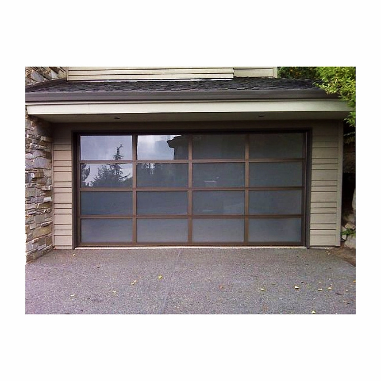 Black Flush Aluminum Garage Door Remote Control With Glass Windows Steel Garage Door