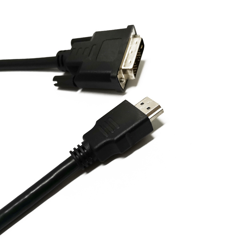 Support Logo Customized  PVC Black Double Ends Audio Cable HDMI To DVI 18+1 Male Cable Connector