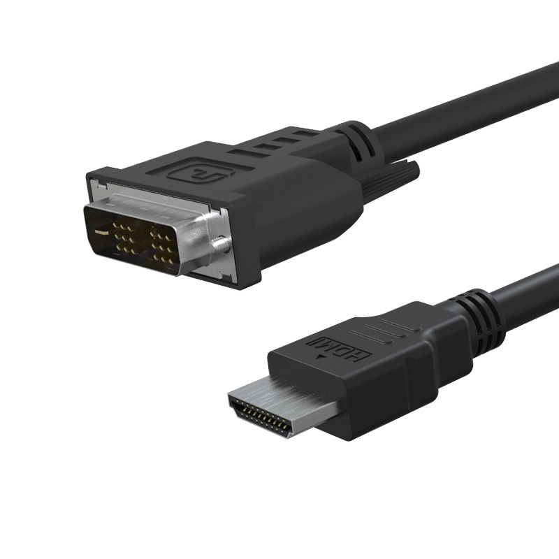 Support Logo Customized  PVC Black Double Ends Audio Cable HDMI To DVI 18+1 Male Cable Connector