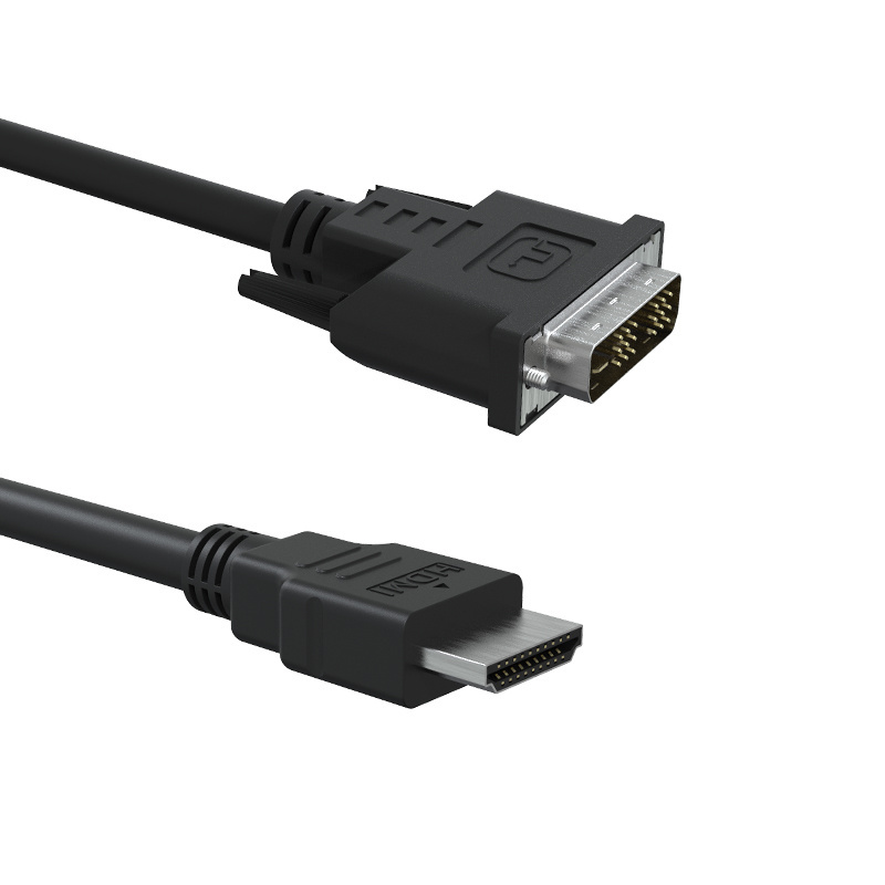 Support Logo Customized  PVC Black Double Ends Audio Cable HDMI To DVI 18+1 Male Cable Connector