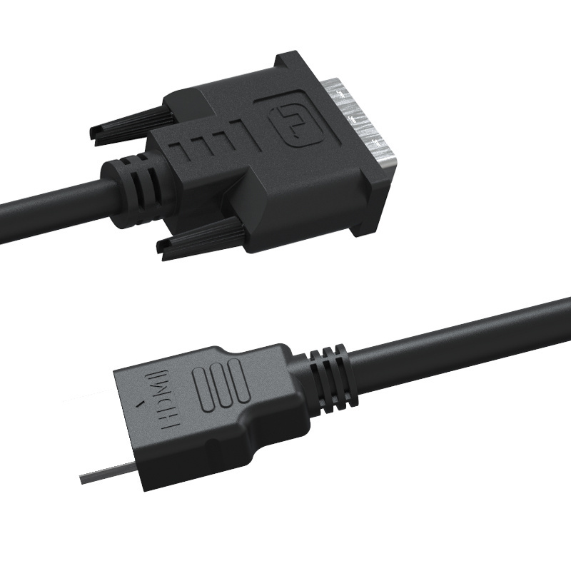 Support Logo Customized  PVC Black Double Ends Audio Cable HDMI To DVI 18+1 Male Cable Connector