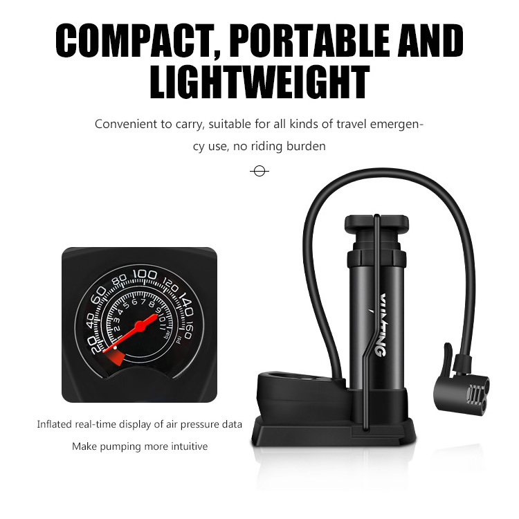 Xunting Portable Mini Foot Activated Bike Air Pump Aluminum Alloy Bike Hand Pump High Pressure Barrel Free Gas Needle