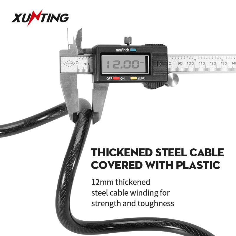 Xunting 100Cm Long Pvc Coating Steel High Quality Wire Lock Cable Bicycle Lock With Key Mounting Bracket Included