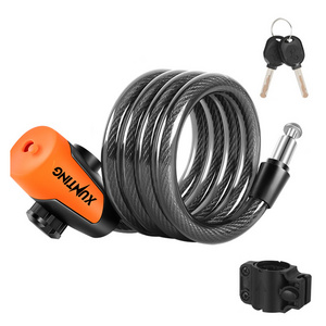 Xunting 100Cm Long Pvc Coating Steel High Quality Wire Lock Cable Bicycle Lock With Key Mounting Bracket Included