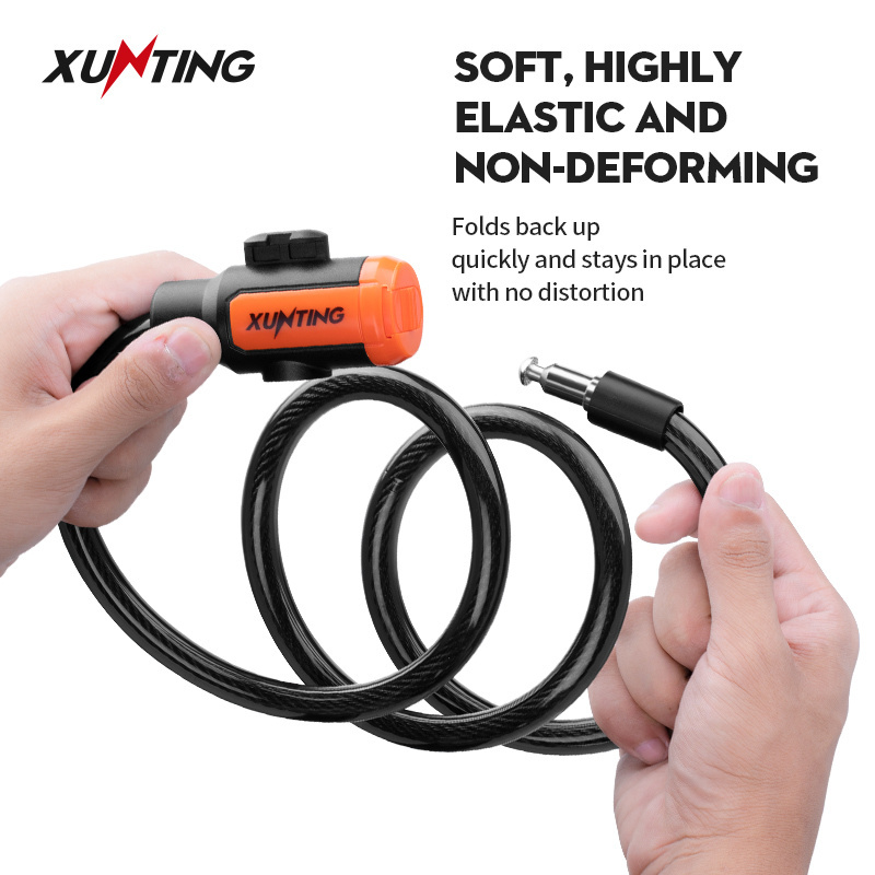 Xunting 100Cm Long Pvc Coating Steel High Quality Wire Lock Cable Bicycle Lock With Key Mounting Bracket Included