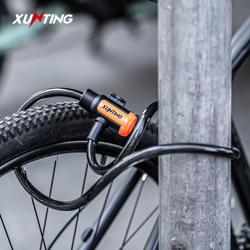 Xunting Wholesale 100Cm Adjustable Key Wire Bike Cable Lock Folding Loop Bike Lock Security Wire Bicycle Lock With Key