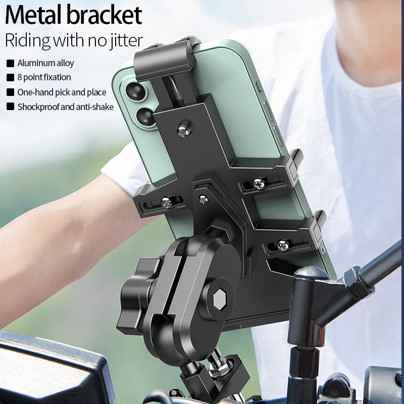 Xunting Stable Mobile Metal Aluminium Alloy Exercise Handlebar Mount Motorcycle Cell Universal Waterproof Bike Phone Holder