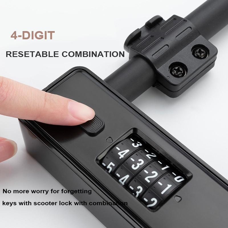 Xunting High Security Waterproof Keys-freeU Lock 4 Digit Combination Password Bicycle Lock with U-Lock Shackle for Scooters