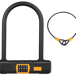 Xunting 4 dial Combination U shape bike lock with Strong Cable Heavy Duty Bicycle