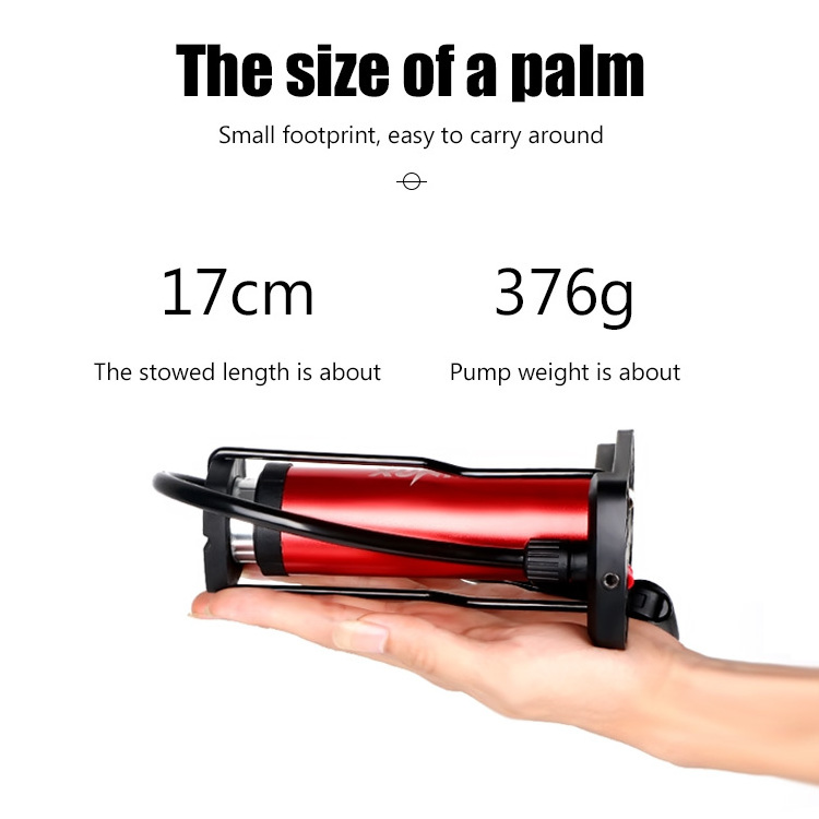 Xunting Portable Mini Foot Activated Bike Air Pump Aluminum Alloy Bike Hand Pump High Pressure Barrel Free Gas Needle