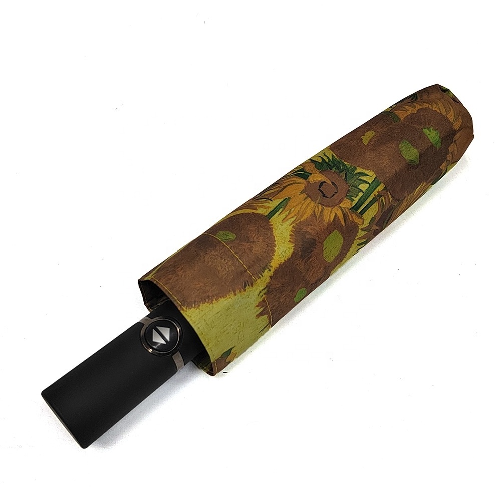 Vincent Van Gogh's Sunflowers Windproof Compact Travel Umbrella With 8 Rib For Men And Women