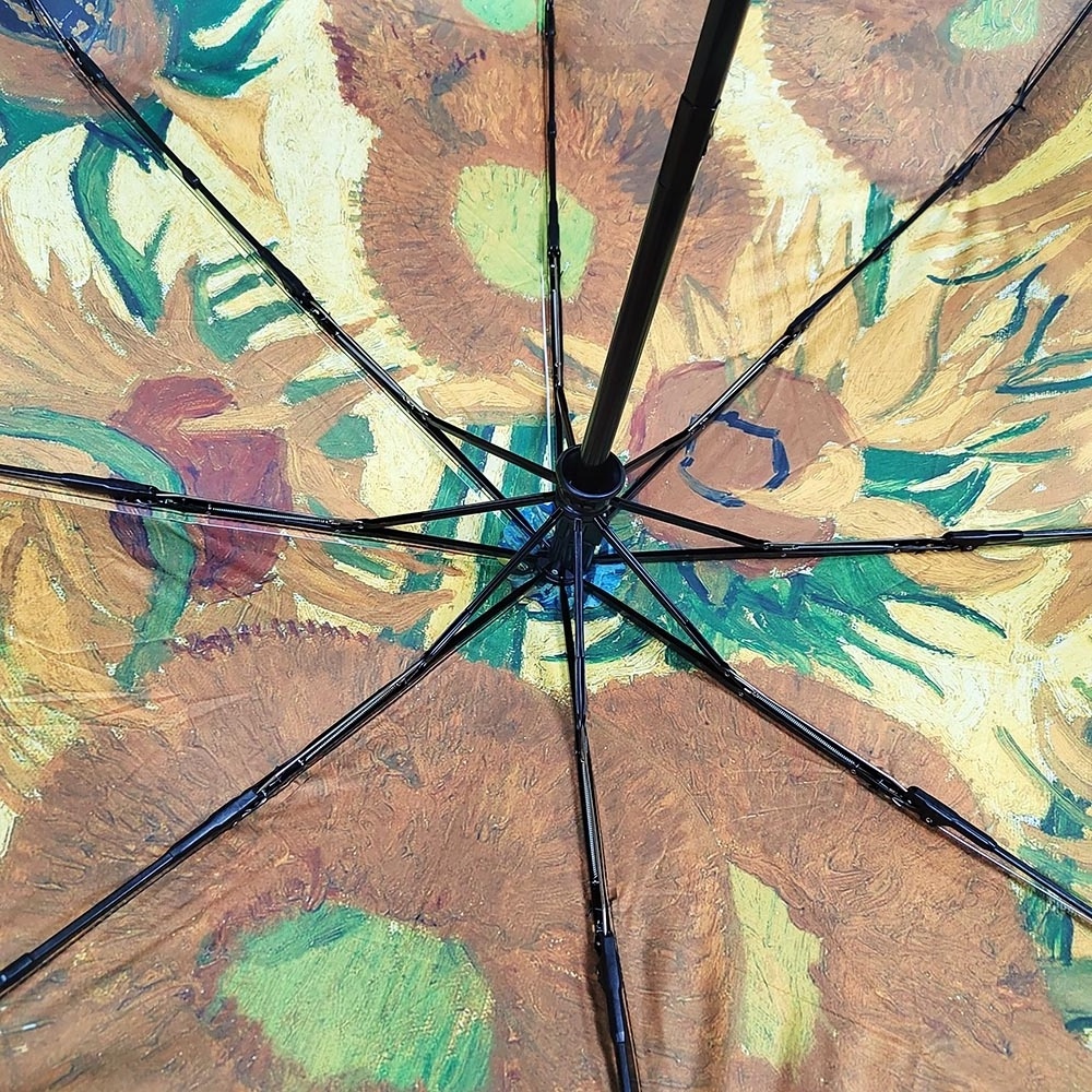 Vincent Van Gogh's Sunflowers Windproof Compact Travel Umbrella With 8 Rib For Men And Women