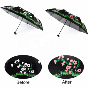 Boys Girls Anti UV Color Changing Cute Cartoon Pictures Clear Plastic Small Folding Umbrella For Kids