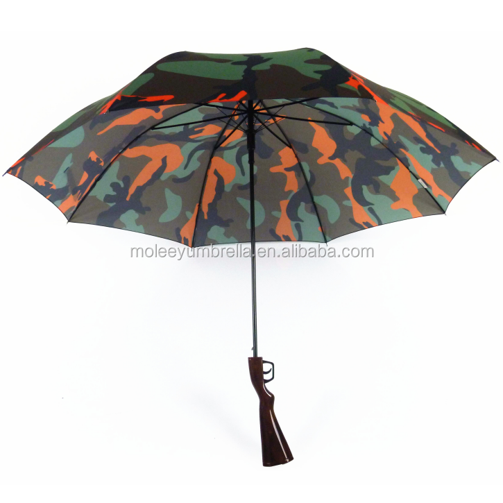 High Quality Special Handle Design Anti Wind Frame Dupont Pongee Camouflage Gun Umbrella