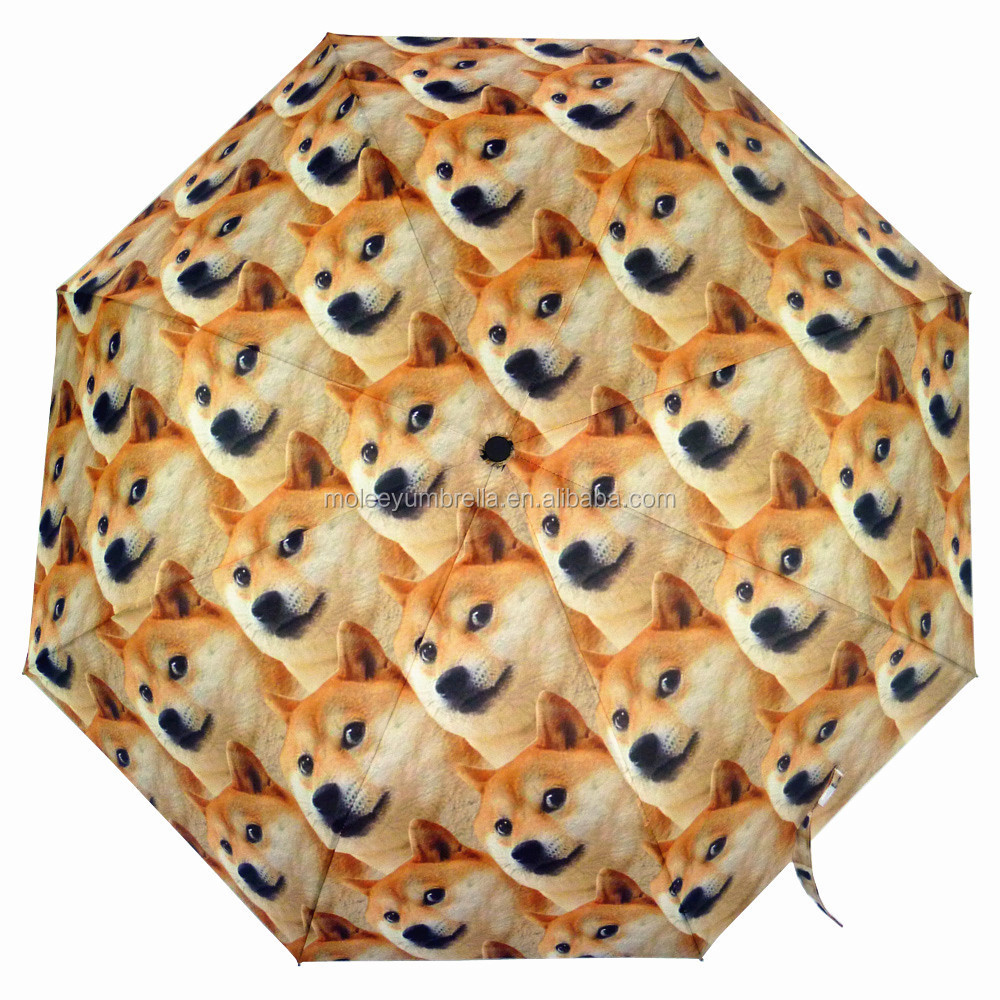 Custom High Quality Dog Cat Design Inside Full Color Picture Photo Print Parasol Umbrella