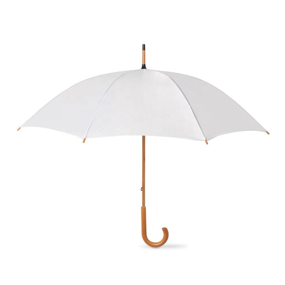 60 Inch Folding Compact Color Stick Umbrella With Wood Handle