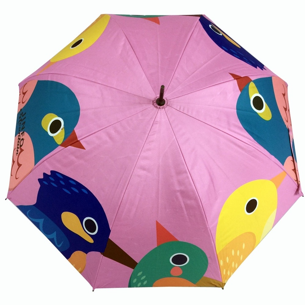 Yellow Cartoon Character Children Kids Stick Rain Umbrella