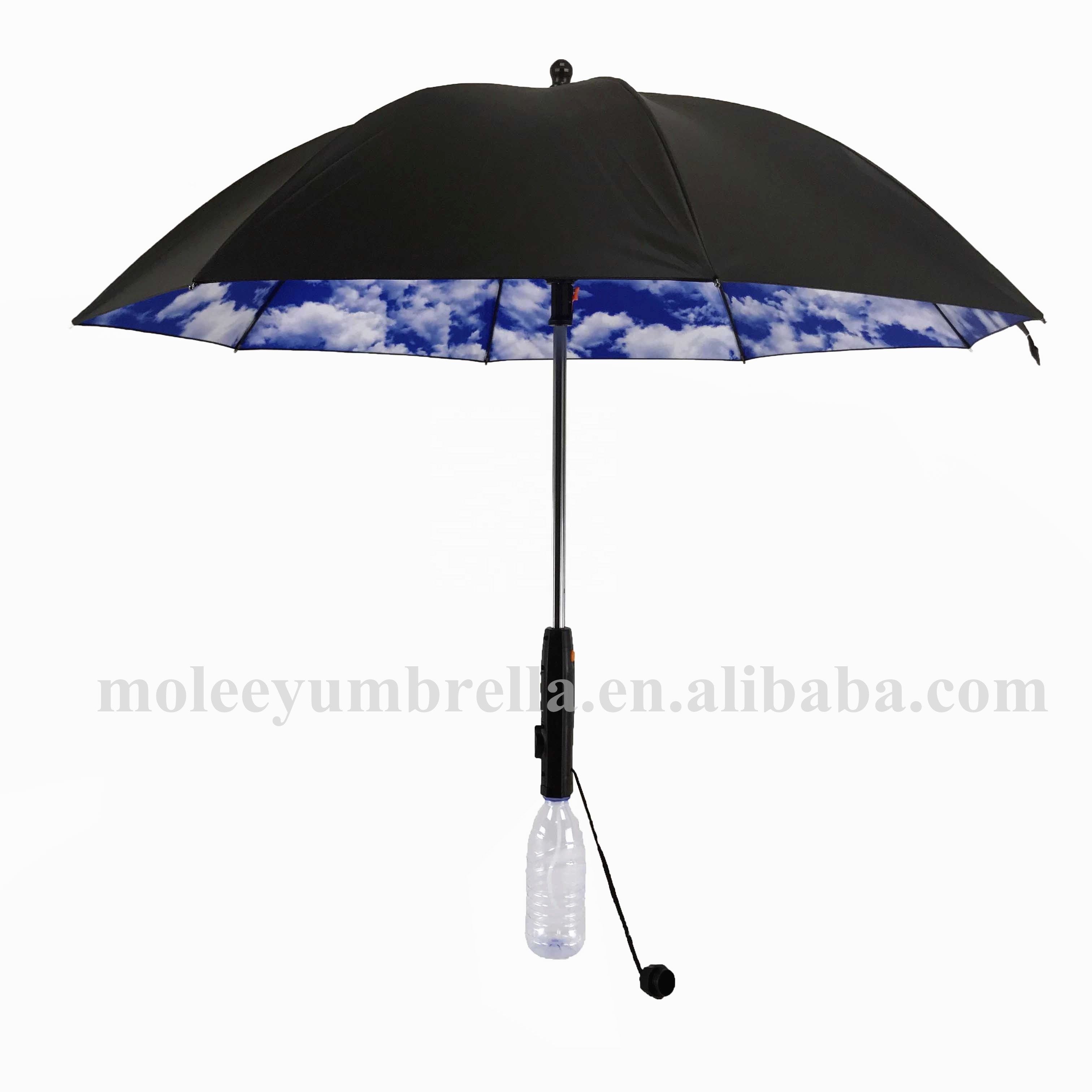 Umbrella with Built in Fan and Water Spray Mist