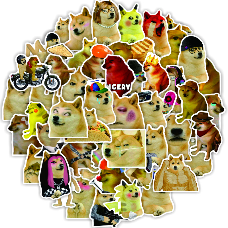 50Pcs Pet Cat Dog Pet Meme Decorative Sticker For Notebook Wall Laptop Car Waterproof Animal Stickers Pack