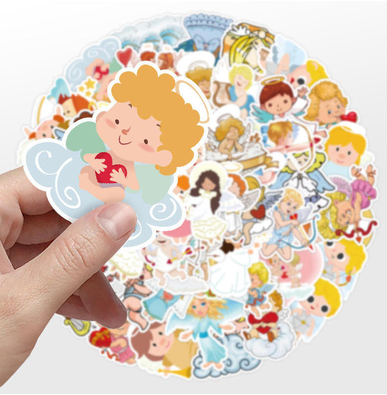 50Pcs Cute Little Angel Cupid Cartoon Graffiti Sticker For Kid Wall Book Decor Vinyl Christian Stickers