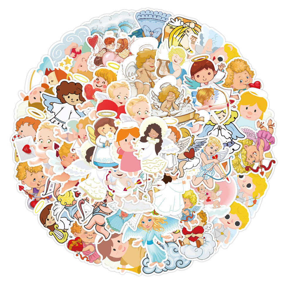 50Pcs Cute Little Angel Cupid Cartoon Graffiti Sticker For Kid Wall Book Decor Vinyl Christian Stickers