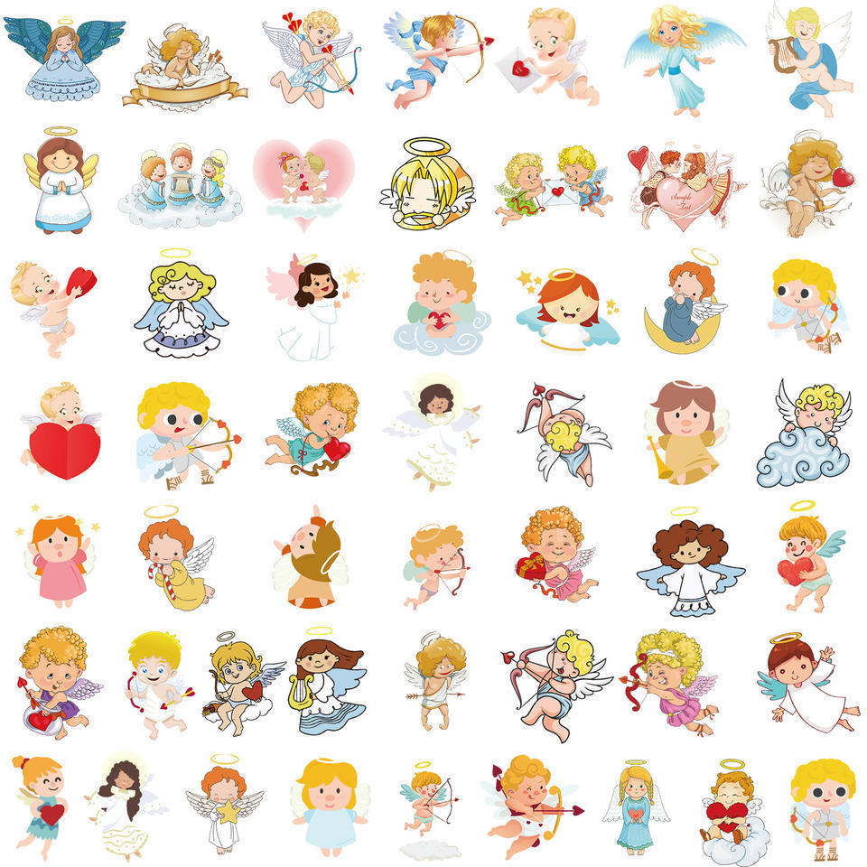 50Pcs Cute Little Angel Cupid Cartoon Graffiti Sticker For Kid Wall Book Decor Vinyl Christian Stickers