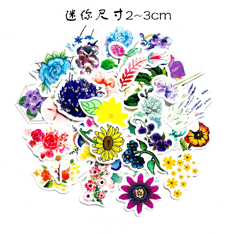 42 PCS/BAG Flower Cute Sticker Pack Waterproof Decals for  Laptops phones scrapbook Planner kids