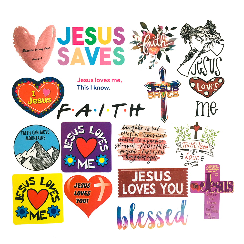 50 PCS Jesus and Cross Waterproof Stickers Christian Stickers  Religious Bible Faith Stickers.