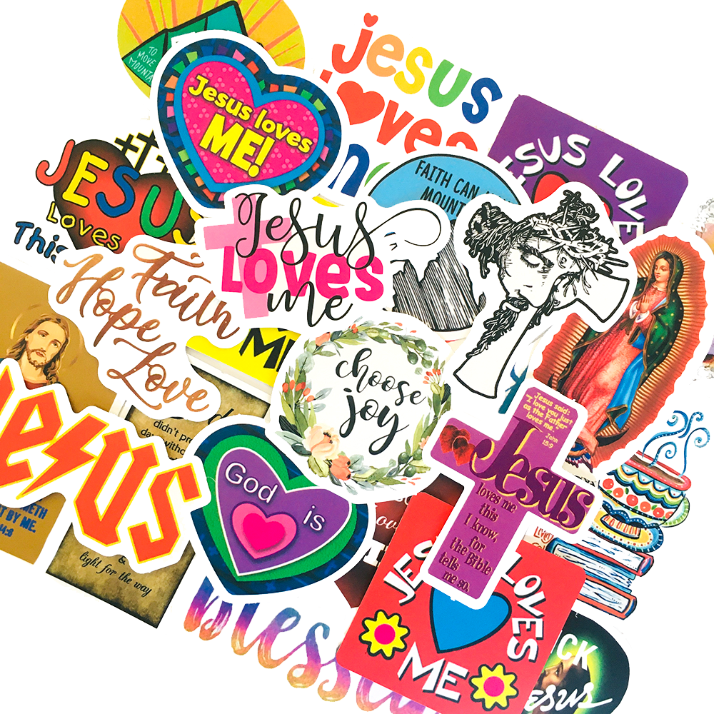 50 PCS Jesus and Cross Waterproof Stickers Christian Stickers  Religious Bible Faith Stickers.